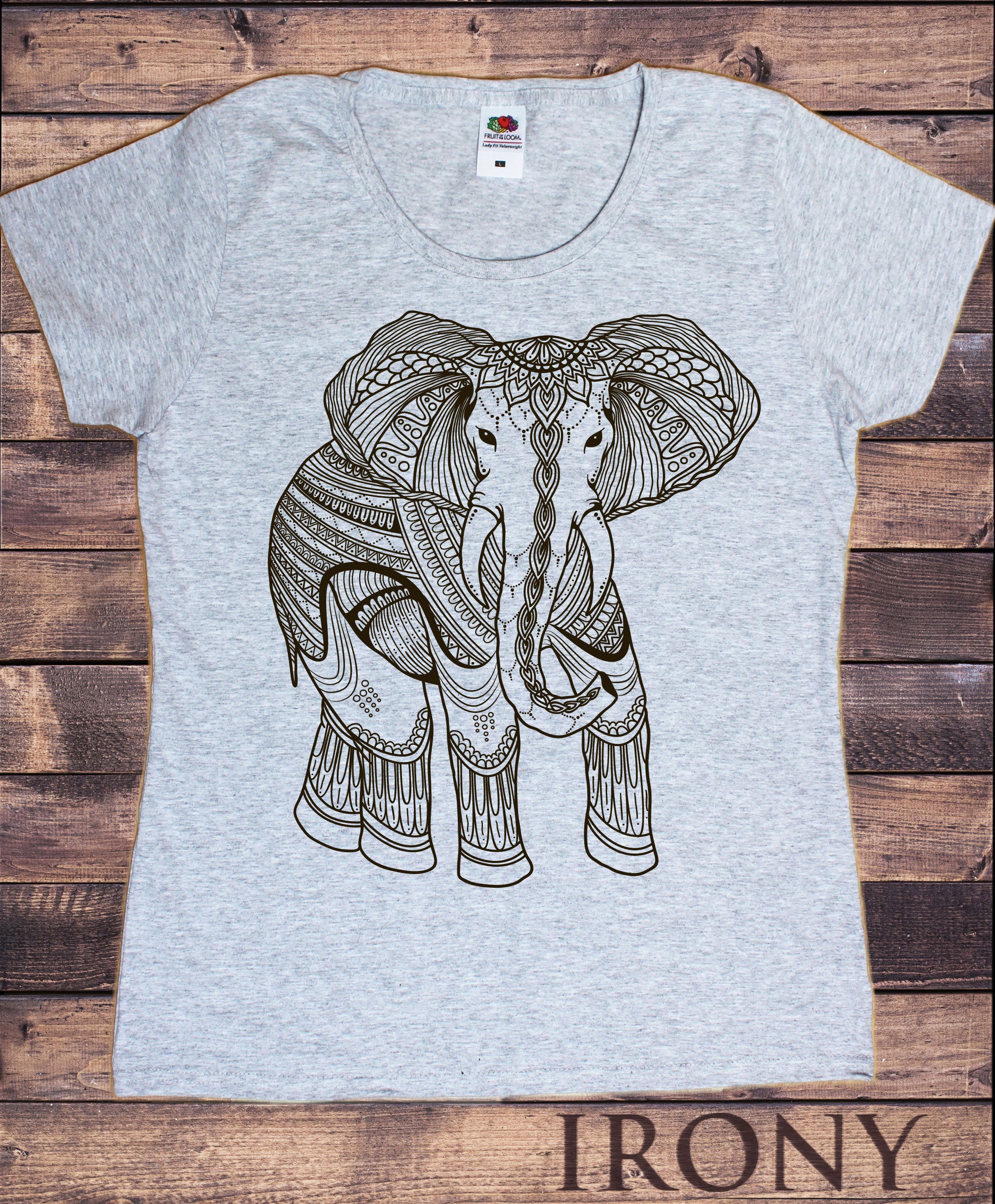 Women's T-shirt Ethnic Elephant Line art Floral Print TS1021