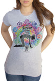 Women's Tee Buddha Chakra Symbols Yoga Meditation, Marjaryasana Cat Pose TS1089