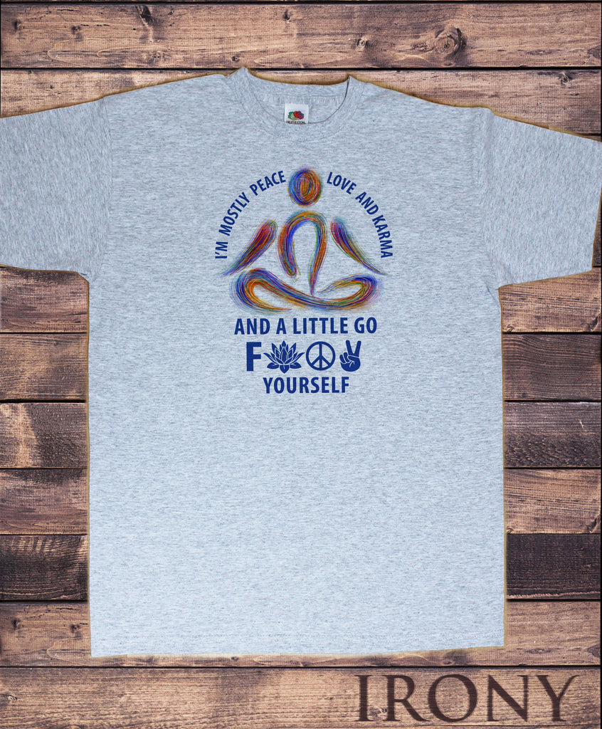 Men's T-Shirt Yoga Mediation Ethnic Mostly Peace, Love Karma