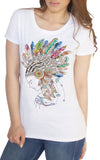 Women’s White T-Shirt Tribal Red Indian Native American Feathers Culture Novelty TS927