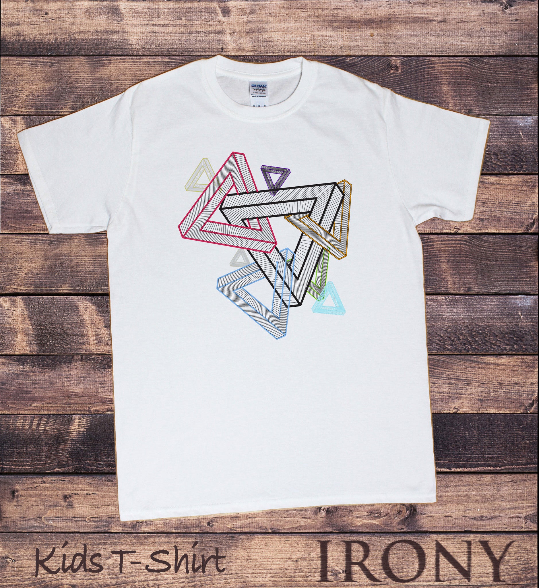 Abstract Kids Design White Tee Geometric T-Shirt KDS580