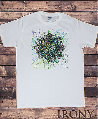 Irony T-shirt Mens T-shirt -Splatter Effect, Ethnic Print Motif Print